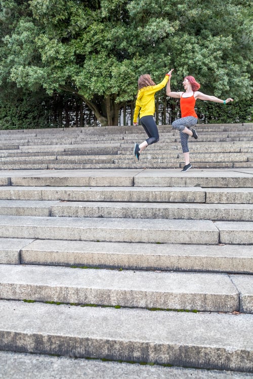 Preview: Young women dancing on steps
