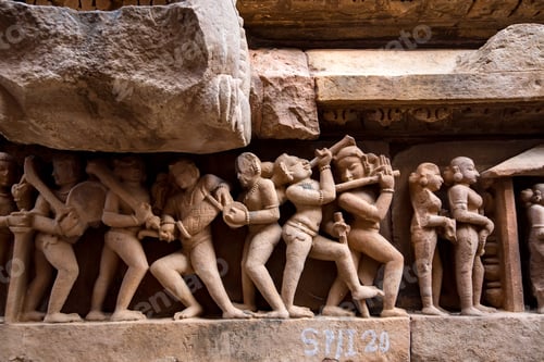 Preview: Close up genre stone carving in Lakshman Temple
