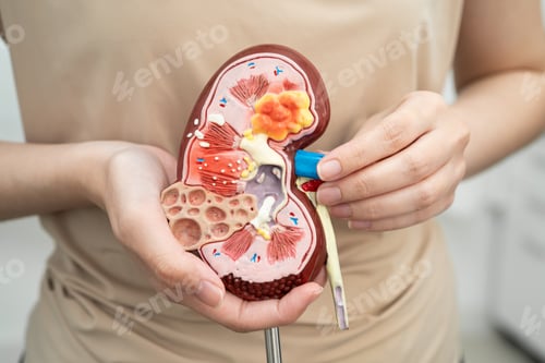 Preview: Chronic kidney disease, Asian woman with model for treatment urinary