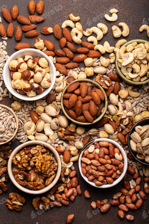 Preview: Assorted nuts and seeds from above