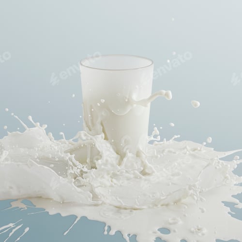 Preview: Fresh milk splashing from a glass mockup