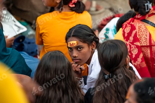 Preview: Young Indian Girl Participating in Religious Ceremony in Varanasi