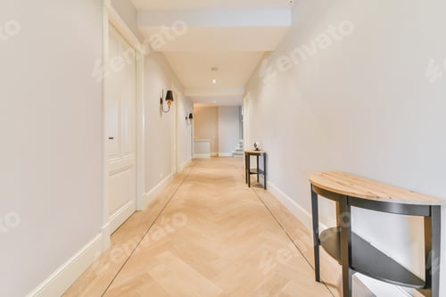 Preview: Long stunning hallway with wood flooring
