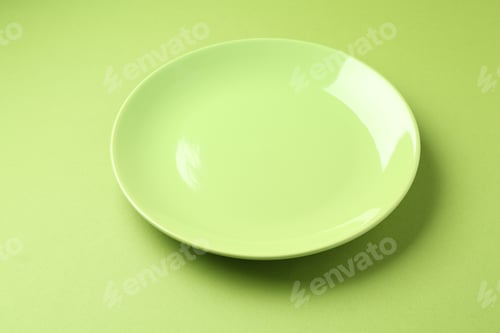 Preview: One stylish plate on green background, closeup