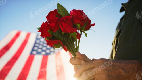Preview: Veteran Hand Holding Flowers For Veterans Day