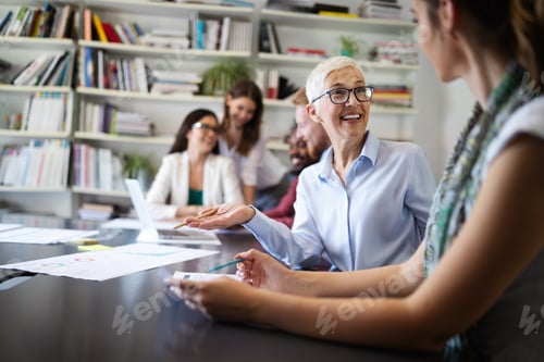Preview: Successful group of business people at work in office