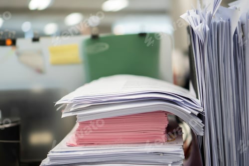 Preview: Stack of paper, Document, many jobs waiting to be done on the table, busy concept
