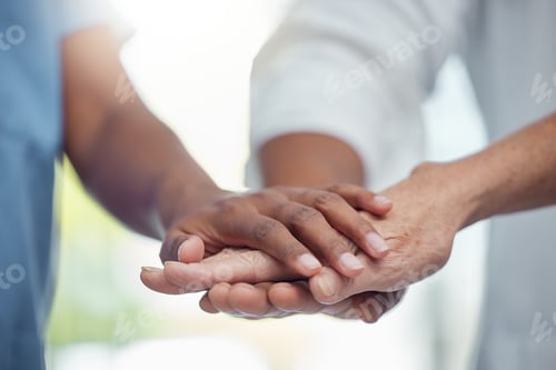 Preview: Hands, teamwork and support of doctors in collaboration for mission, goal or team building together