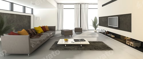 Preview: 3d rendering beautiful clean modern living room with colorful sofa