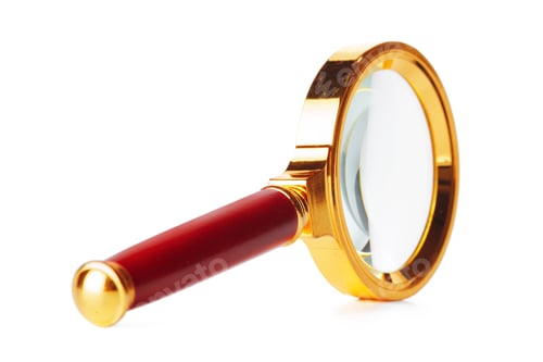 Preview: Gold Magnifying glass isolated on white background