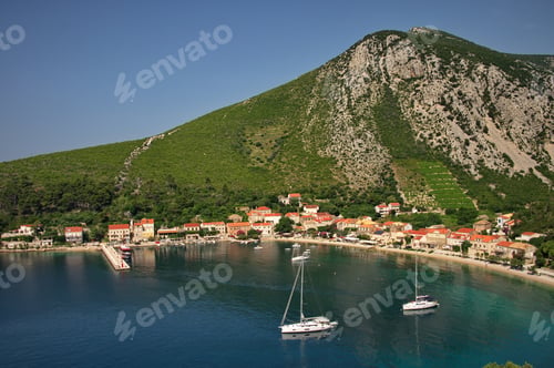 Preview: Panorama of Trstenik, Croatia on Peljesac peninsula from the top of a hill