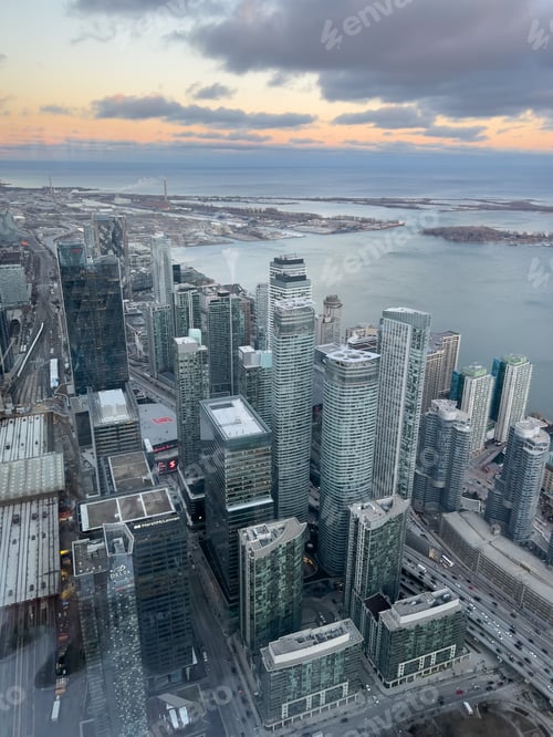 Preview: Skyscrapers from above during cloudy weather