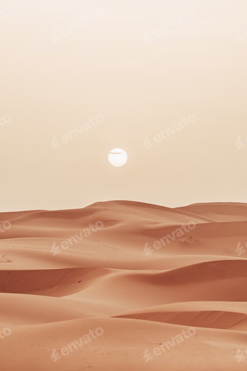Preview: Sand texture during sunrise, Sahara Desert Merzouga, Morocco vertical oriented