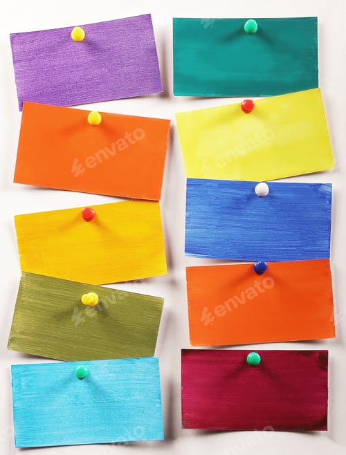 Preview: Bright Stickers Are Attached On A White Sheet