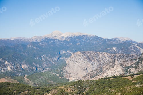 Preview: aerial view of beautiful mountains with green vegetation in patara, turkey