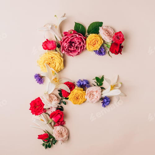 Preview: Letter made of real natural flowers