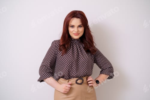 Preview: Smiling beautiful woman on white background