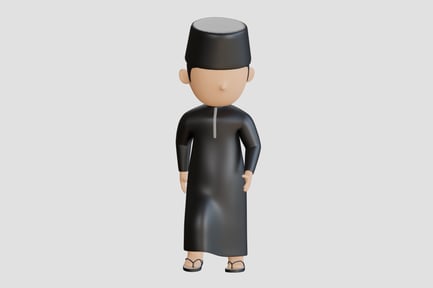 Preview: 3D Islamic Character with Traditional Cap