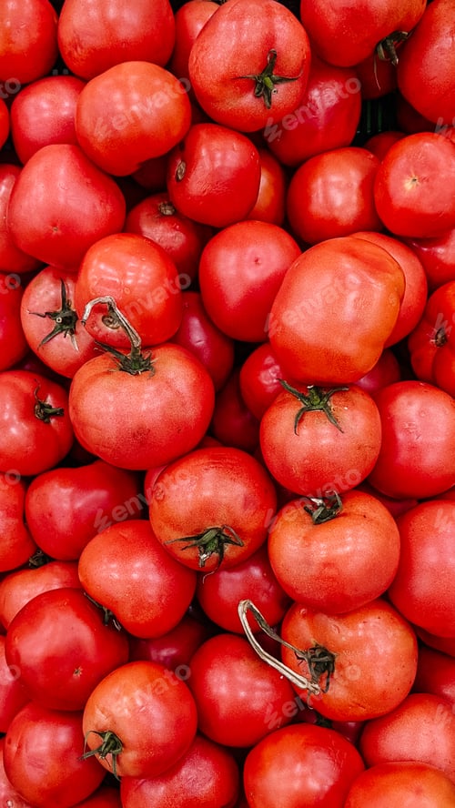 Preview: Red tomatoes. Tray market agriculture farm full of organic vegetables
