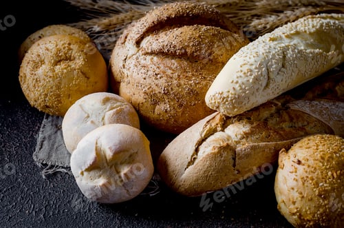 Preview: Assortment of baked goods in black background