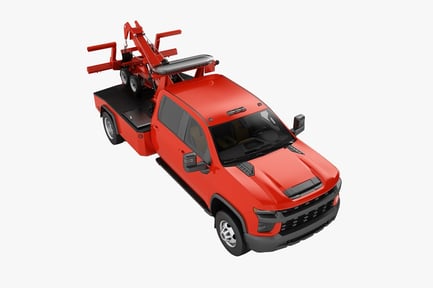 Preview: Red Towing Truck - Generic Pickup With Crane