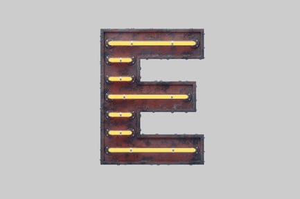 Preview: Rustic letter e with yellow tubes