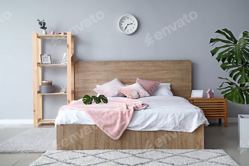 Preview: Stylish Big Bed In Interior Of Room