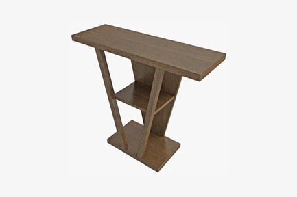 Preview: Rectangular table with lateral shelves and cross-shaped base