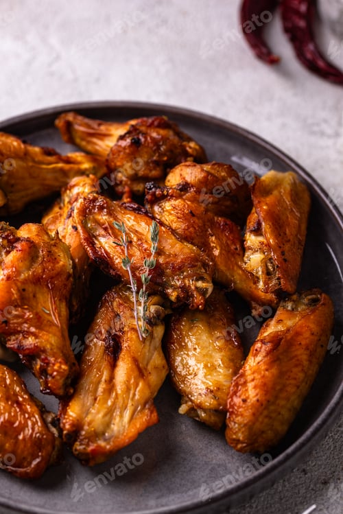 Preview: Baked roasted chicken wings with sauce