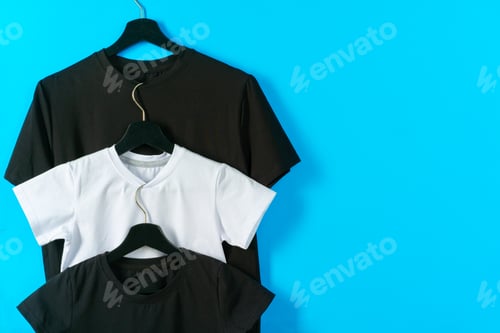 Preview: Black and white color two plain t-shirts