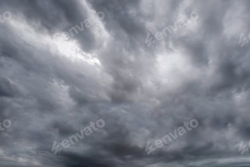 Preview: Stormy rainy thunderstorm dramatic sky with clouds cover. Minutes before the heavy rain.