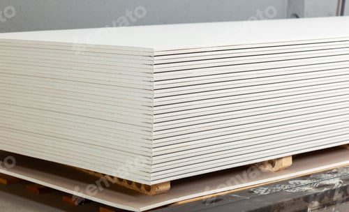 Preview: Stacking of white gypsum panels