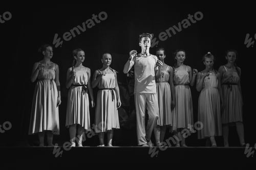 Preview: staging on the stage of a children's theater with actors