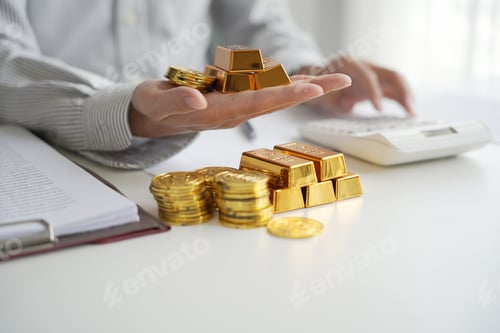 Preview: Gold Trading Businessman invest in trading gold on the stock exchange price rising