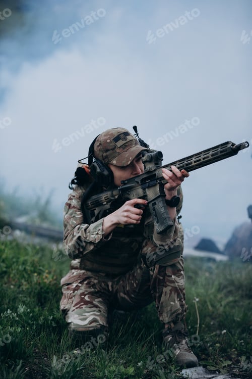 Preview: Ukrainian military woman practicing shooting skills