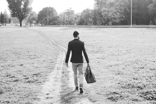 Preview: young handsome bearded man outdoor
