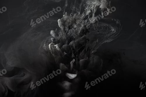 Preview: abstract black background with grey paint swirls