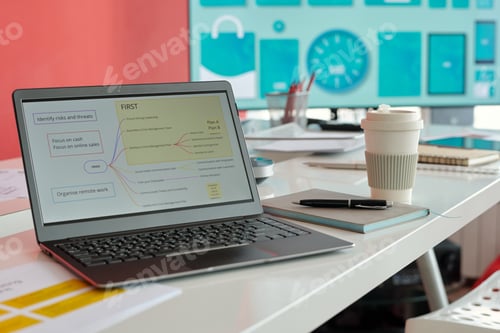 Preview: Close-Up of Laptop Screen in Modern Office Setting