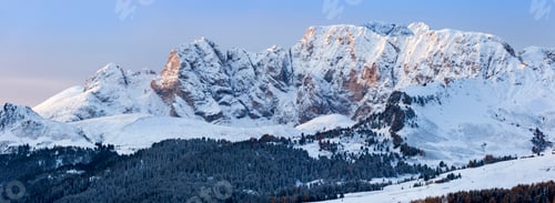 Preview: Beautiful Winter at Alpe di Siusi, Seiser Alm - Italy - Holiday background for Christmas.