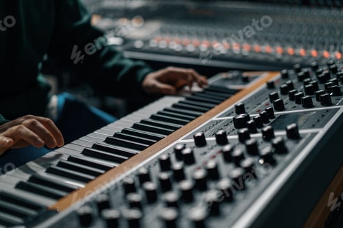 Preview: Person Plays Piano on Audio Mixing Equipment