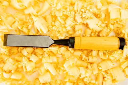 Preview: Joiner's tools ( chisel) and wooden shaving.