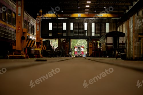Preview: Train carriages with maintenance at the train repair station