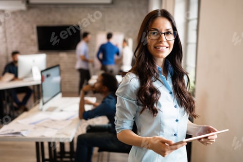 Preview: Portrait of young beautiful architect in office