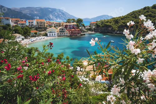 Preview: Assos town on Cephalonia Ionian island in Greece. Summer travel vacation