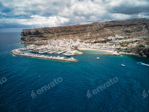 Preview: Scenic aerial view of the harbor of Puerto de Mogan on Gran Canaria