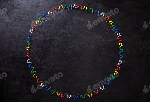 Preview: Group of colorful push pins