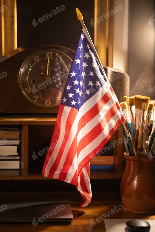 Preview: Small USA flag in office