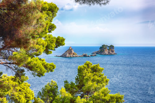 Preview: Beautiful view of Adriatic sea with small islet Sveta Nedelja.