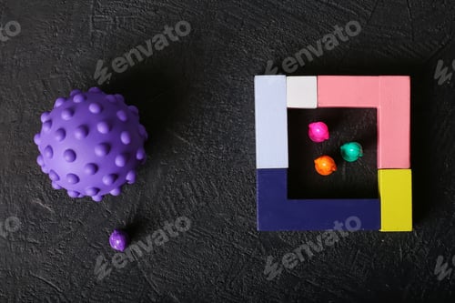 Preview: Man, a virus and a house on a dark background