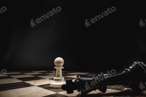 Preview: Macro shot of wooden chess figures on board